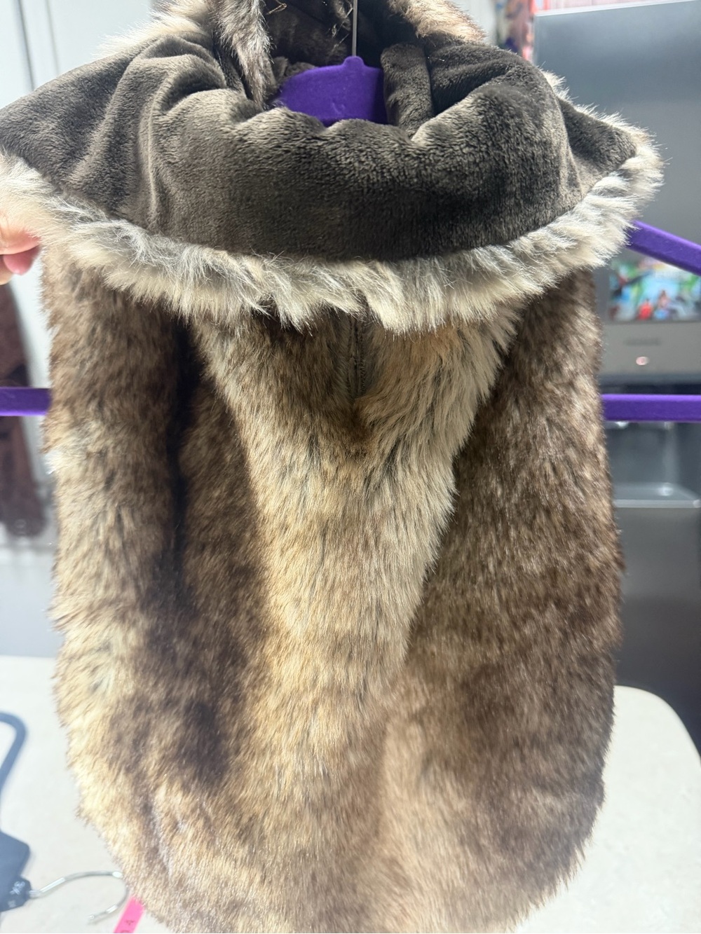 Faux Fur Hooded Vest - Brown
Medium dog